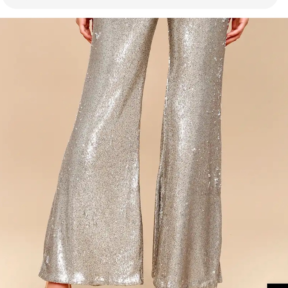 NWT Free  People The Minx Metallic Sequin Flare Pants! ✨ - Picture 2 of 10